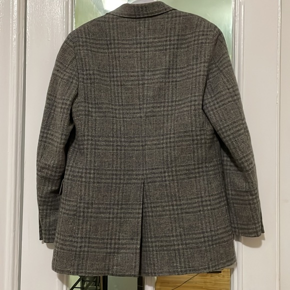 Egon von furstenberg for men vintage plaid grey men’s suit jacket tweed blazer - Picture 7 of 15